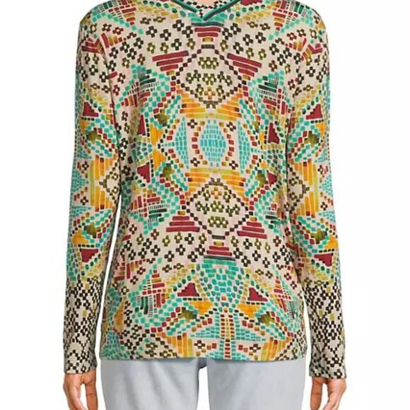 Johnny Was Etris Janie Favorite Long Sleeve Button Henley Tee Shirt Beige Top NW - Picture 8 of 10